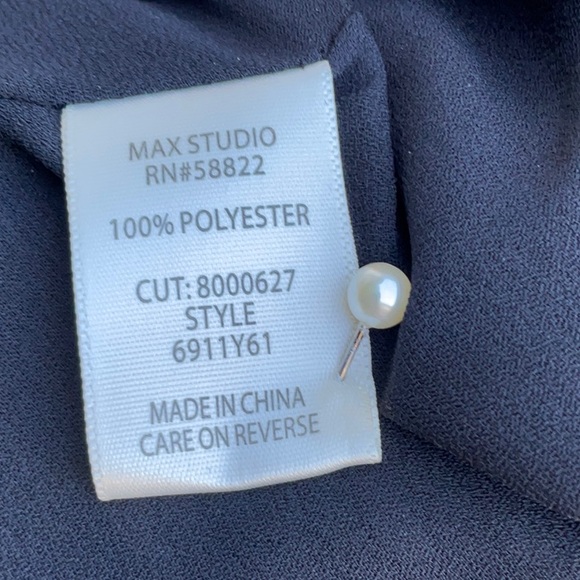 Max studio dress black with white and pink boho with ruffled sleeves semi sheer - Picture 6 of 9